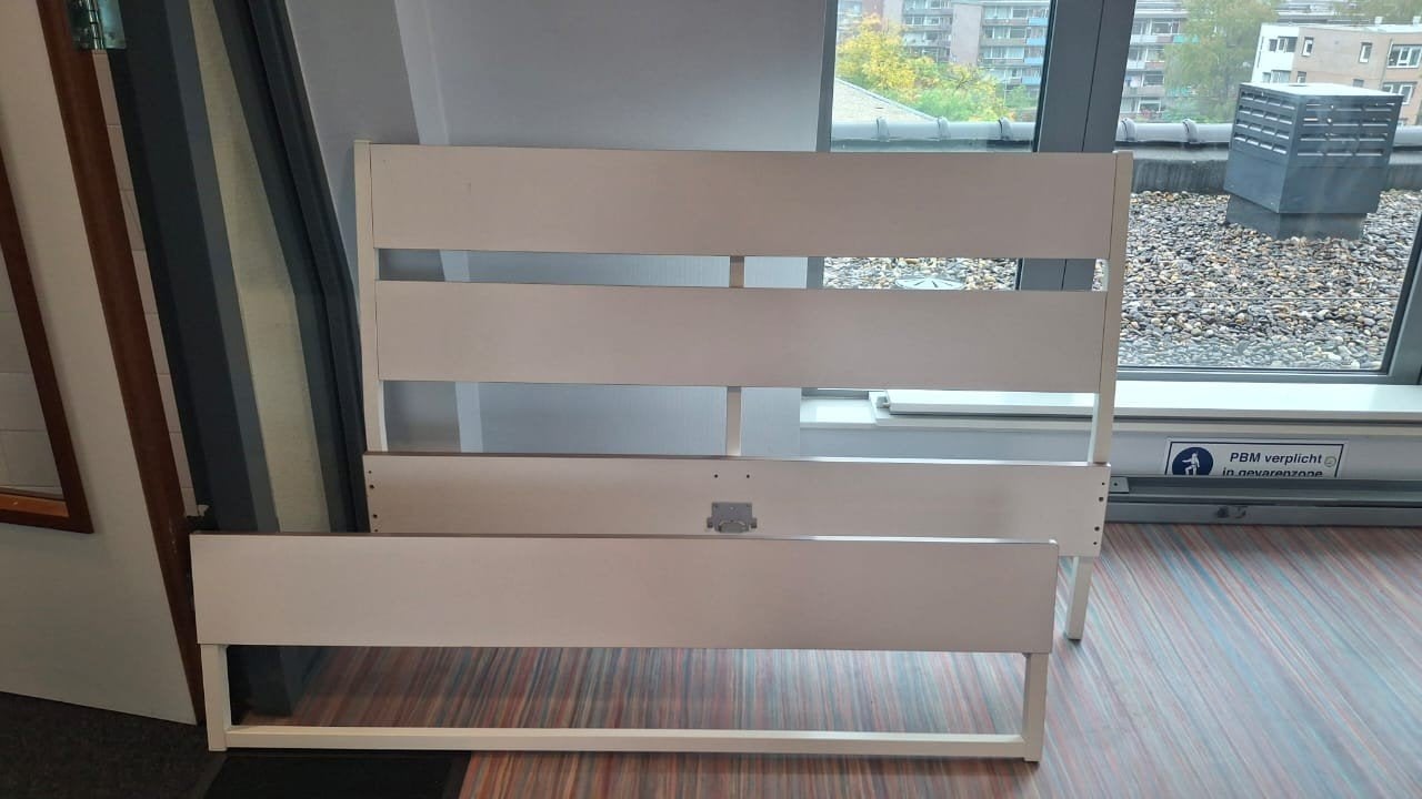 IKEA Trysil bedframe wit 140x200 cm met 2 lattenbodem, Ophalen, Wit, Tweepersoons, 140 cm