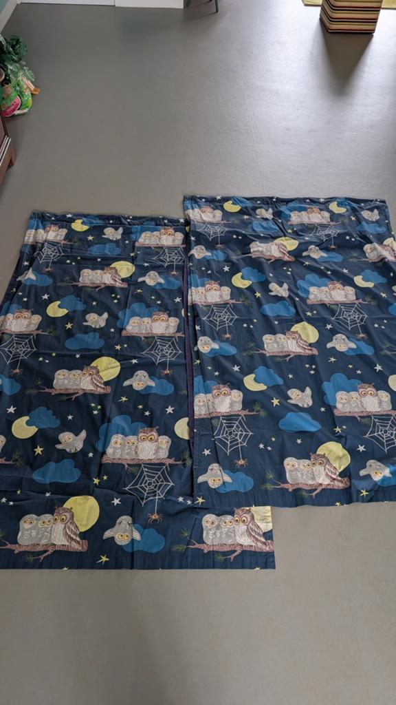 Gordijnen kinderkamer verduisterend 3x, Ophalen, Gebruikt, 100 tot 150 cm, Blauw