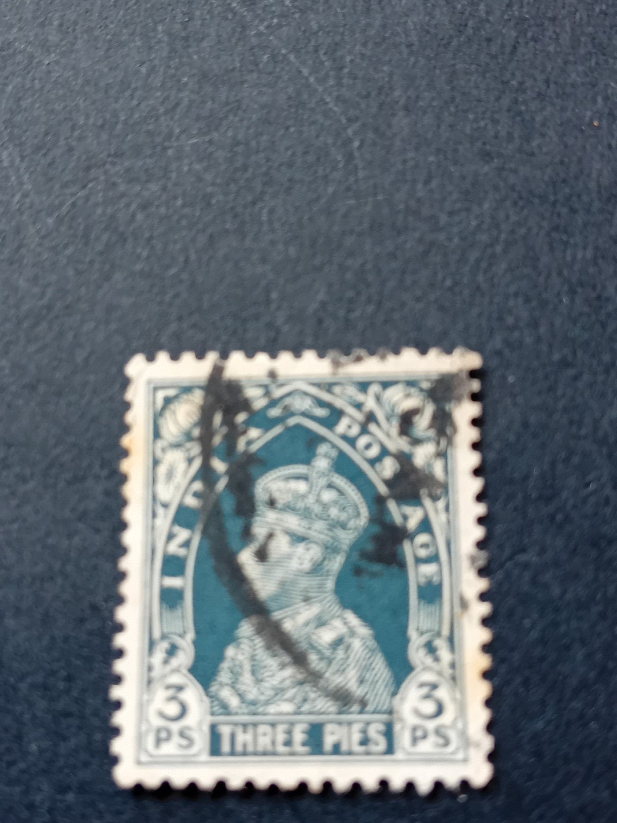 Zeldzame Indiase postzegel 3 Pies George V gestempeld, Ophalen of Verzenden, T/m 1940, Gestempeld