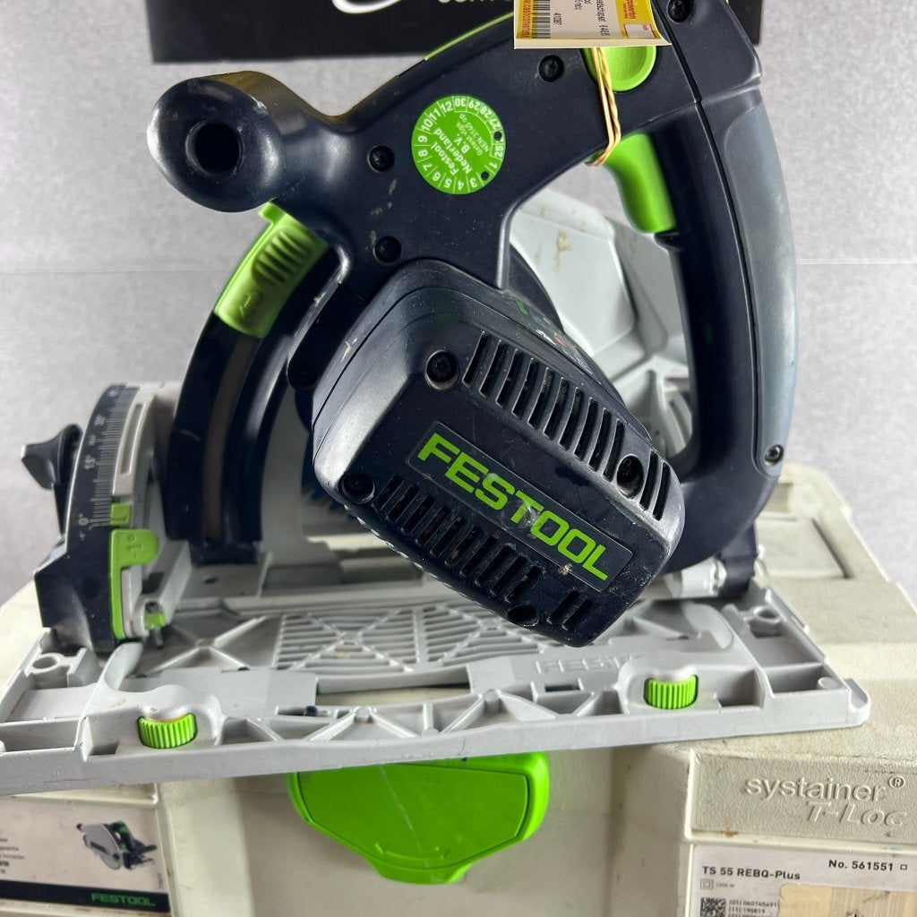 Festool TS55 REBQ Inval Cirkelzaag Machine | koffer | 410387, Gebruikt, Ophalen of Verzenden, Afkortzaag, 30 tot 70 mm
