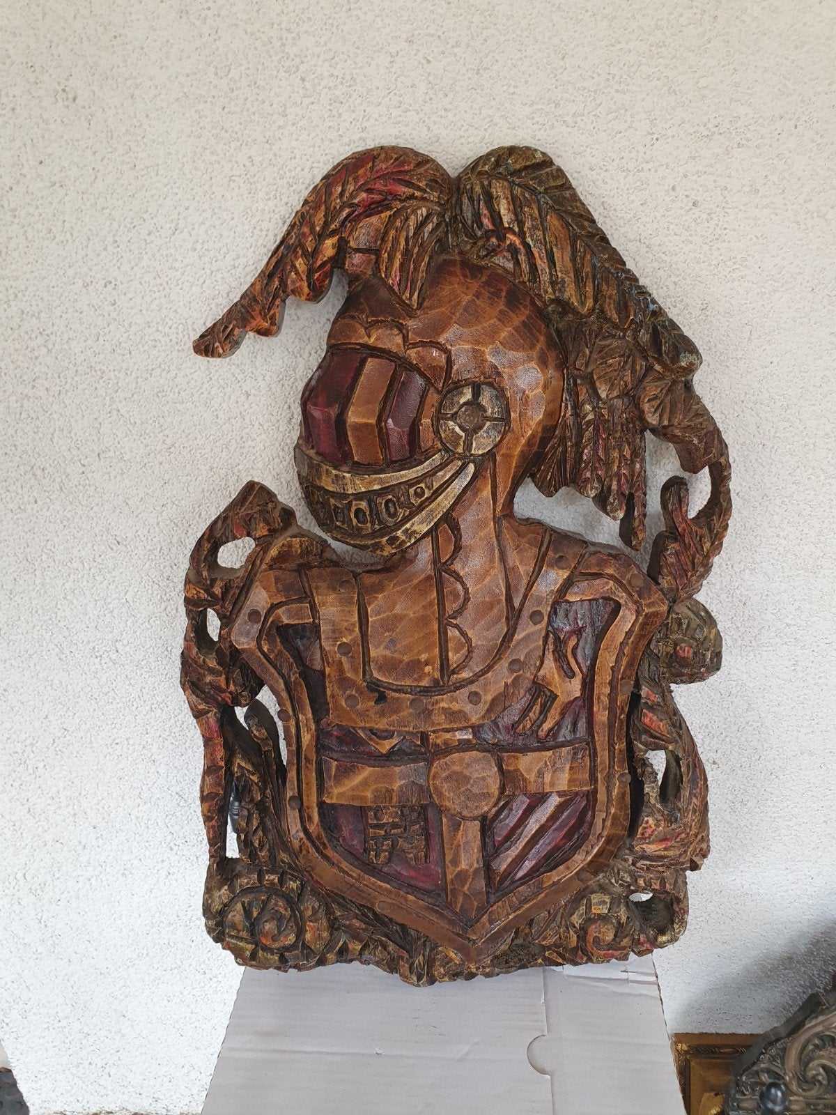 Mooi houten beeld van een ridder uit Spanje, Ophalen, 50 - 100 cm, Handgemaakt, Beeld