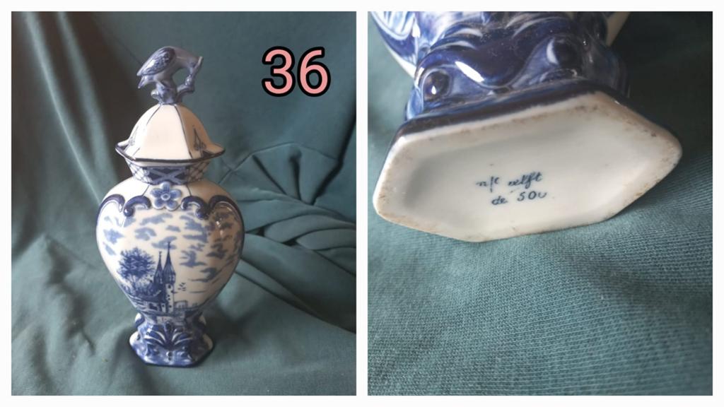 Delfts Blauw vaasje met deksel en vogel, opbrengst Roparun, Ophalen