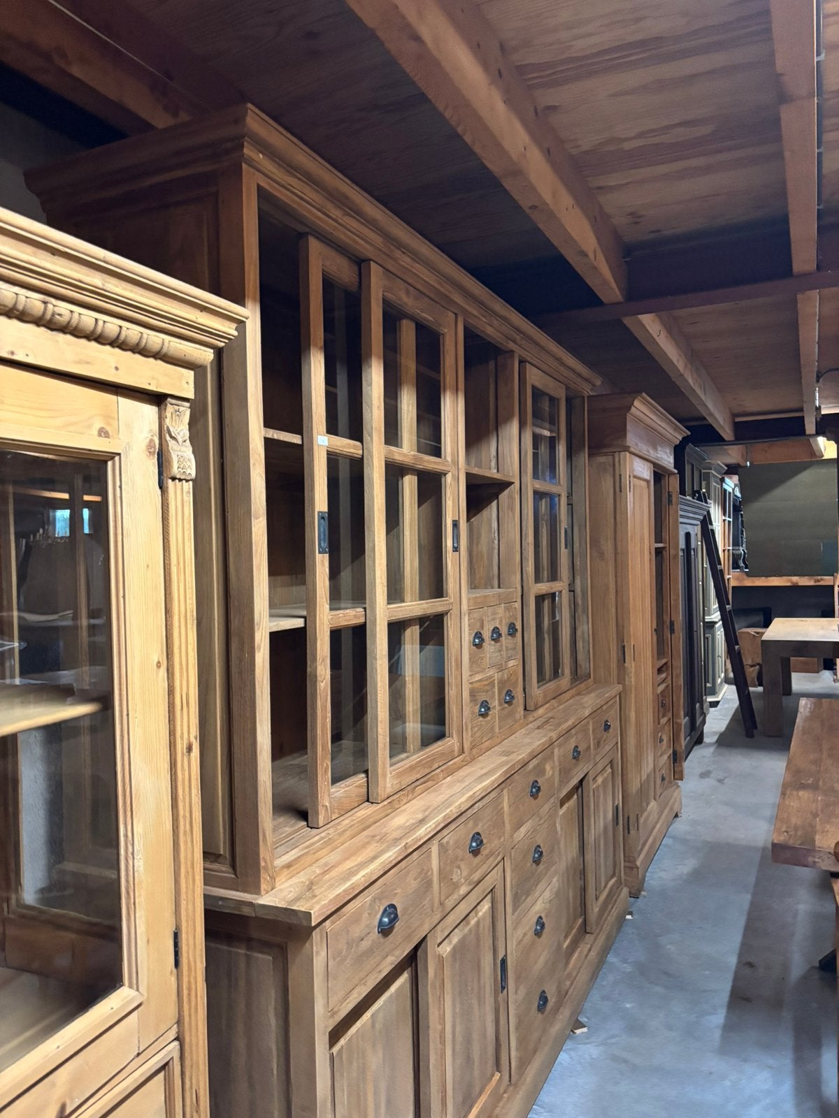 Vitrinekast Grote wandkast schuifdeuren en laden teak hout, Ophalen, 200 cm of meer, Teakhout, Hoevesteenwijkerwold@gmail.com