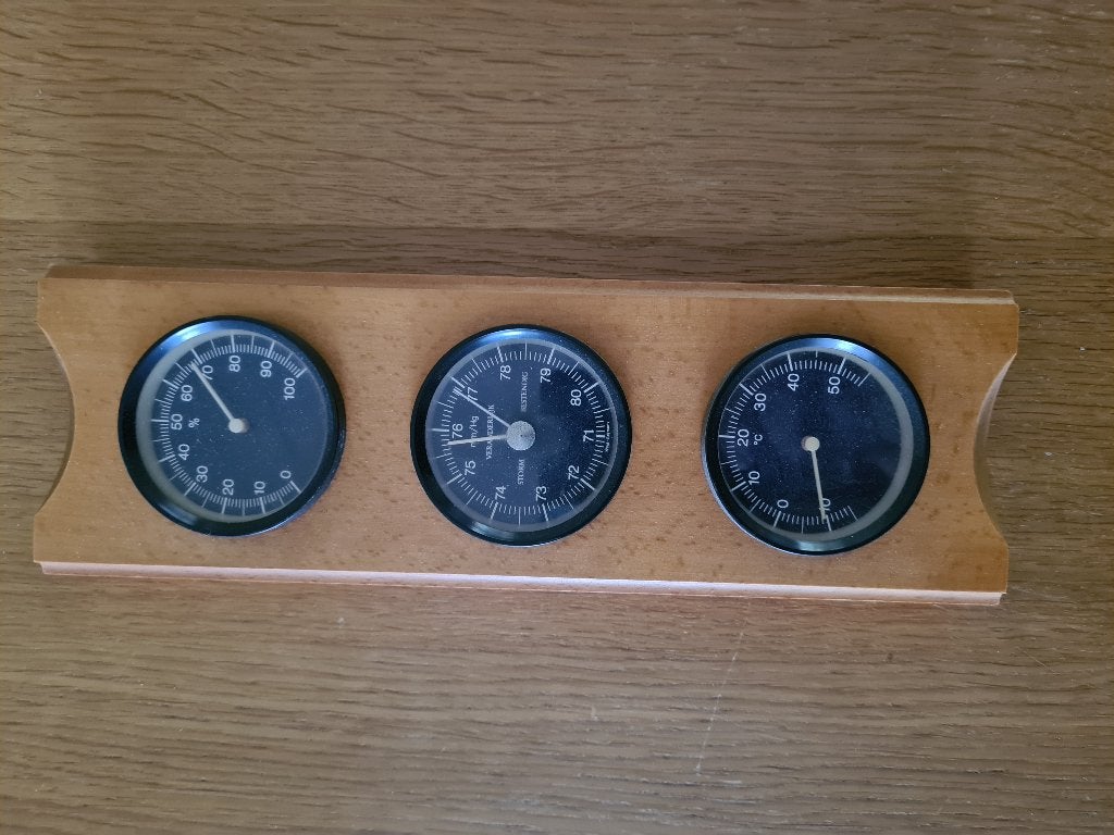 Barometer (3 klokjes), Duitsland - retro - vintage, Ophalen of Verzenden, Zo goed als nieuw, Weerstation
