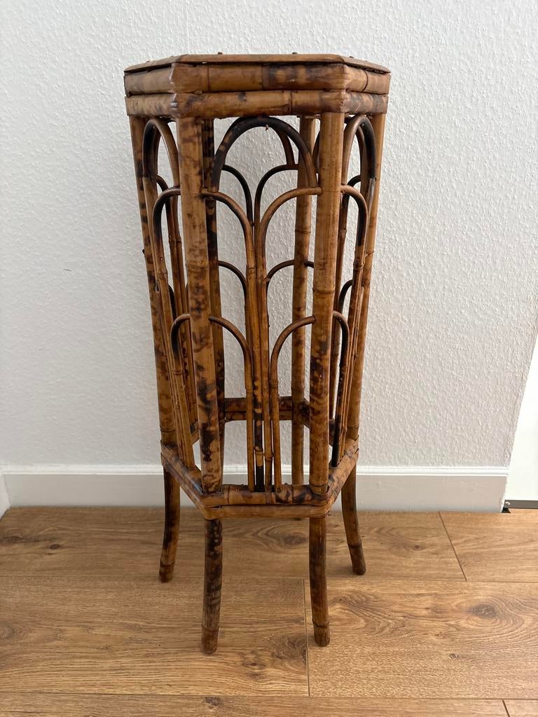 Vintage bamboe plantenstandaard met schildpad patroon, Ophalen, Zo goed als nieuw