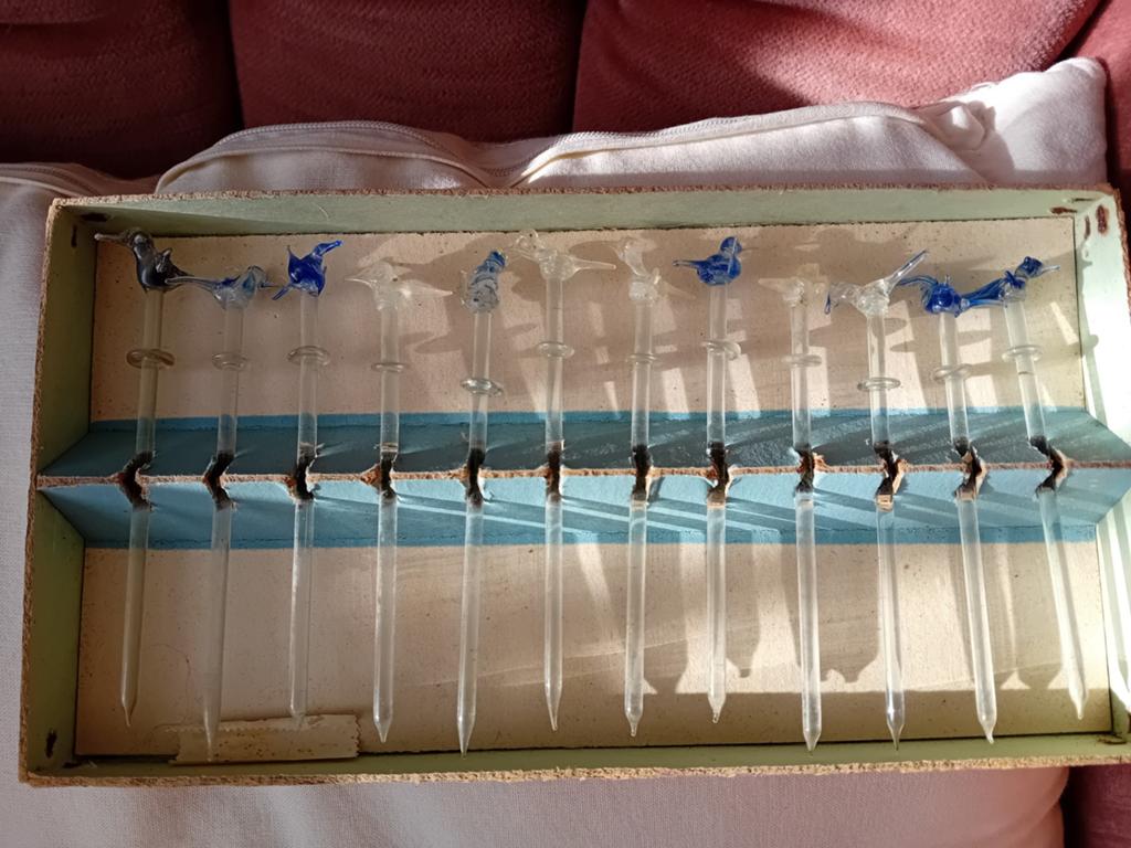 Coctail prikkers Vogeltjes set in originele doos, Ophalen