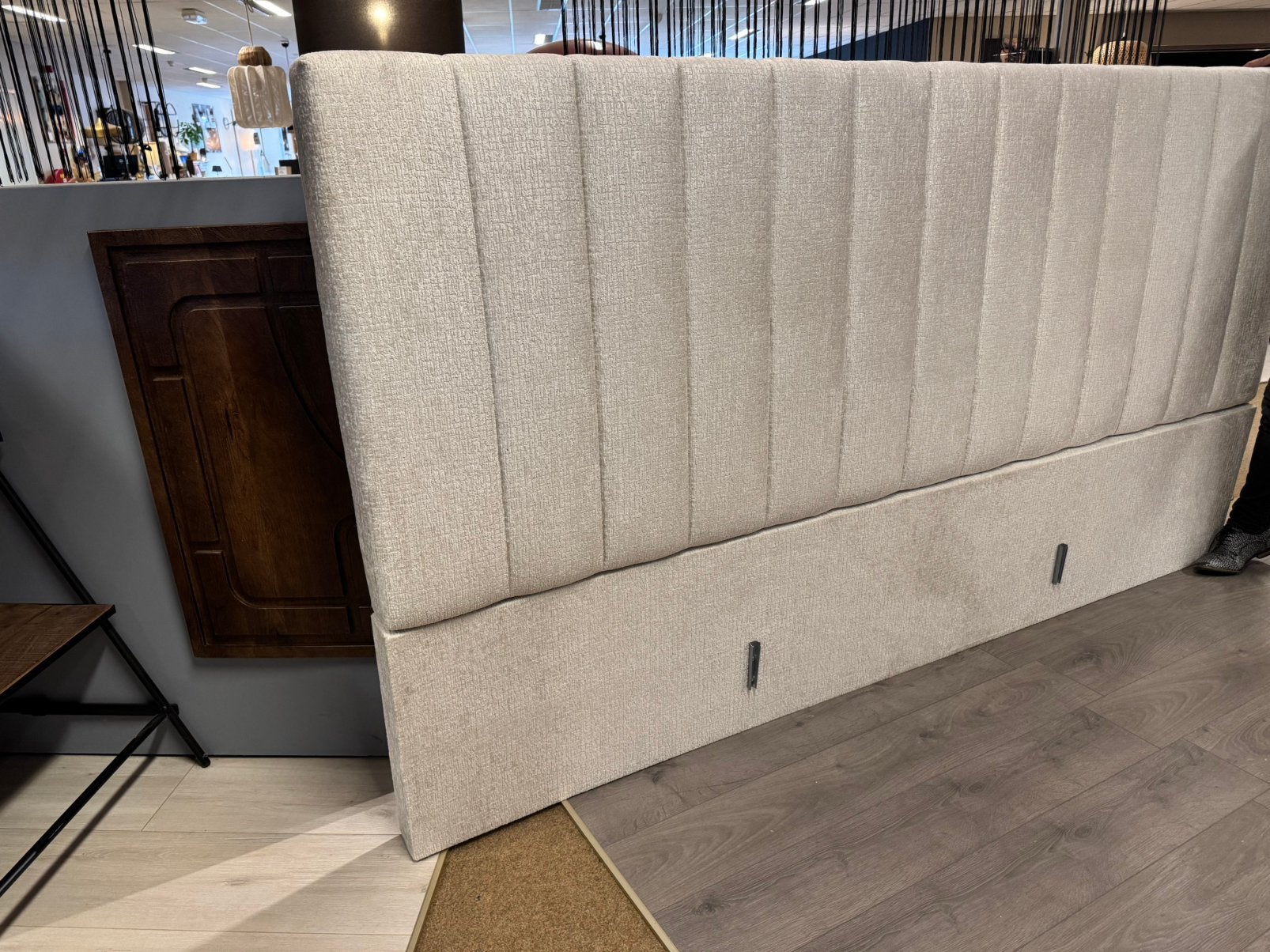 Hoofdbord XXL 260x12x140CM 2-Delig Beige Direct/ leverbaar, Ophalen, Beige, #Hoofdbord#Bedden#Boxspring#Ledikant#Teddystof, 190 cm of minder