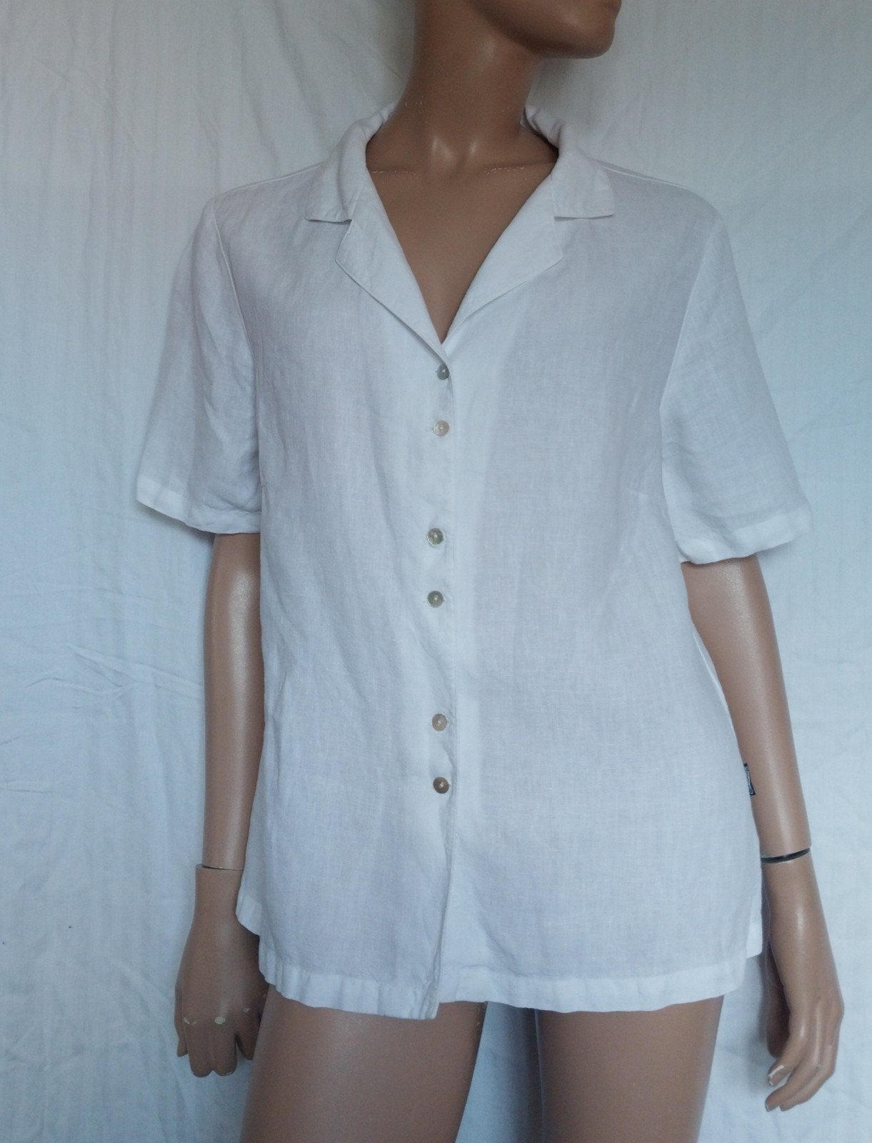 DEERBERG LINNEN Blouse,  Maat L, Ophalen of Verzenden, Zo goed als nieuw, Maat 42/44 (L), Wit