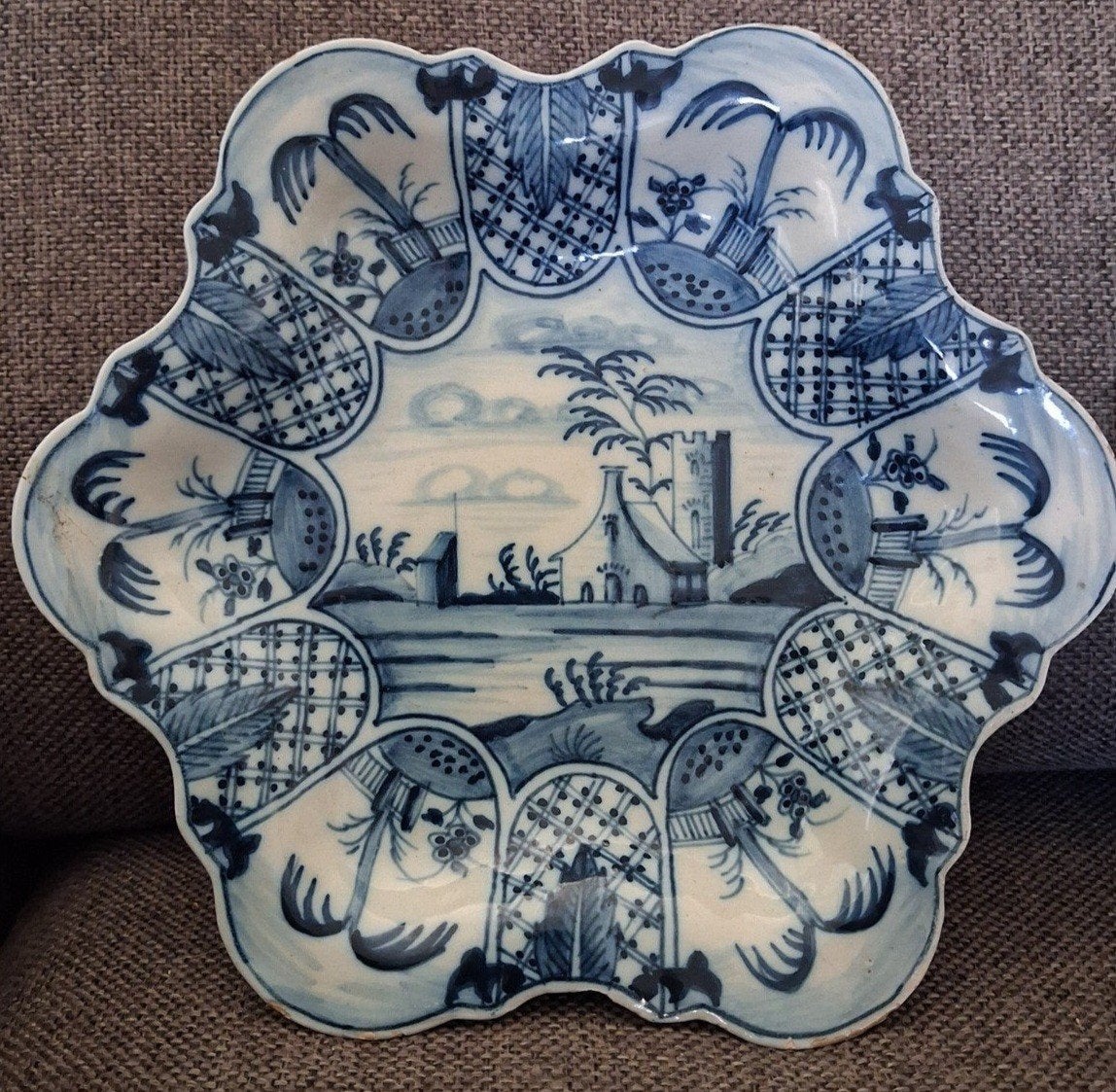 Antiek - makkum tichelaar - 6 kantig bord - 19e eeuw, Antiek en Kunst, Antiek | Wandborden en Tegels, Ophalen of Verzenden