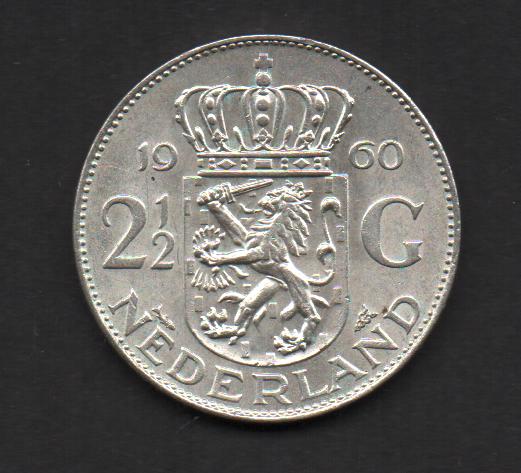Zilveren Rijksdaalder 1960 Koningin Juliana (140), Koningin Juliana, Zilver, Ophalen of Verzenden, Losse munt