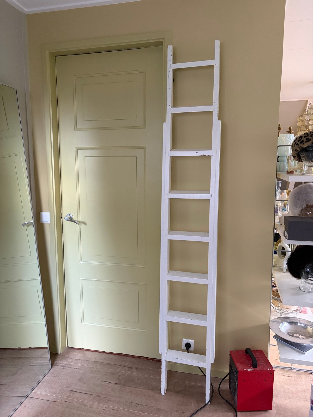 Witte houten ladder 218cm, Ophalen, Gebruikt, Ladder, 2 tot 4 meter