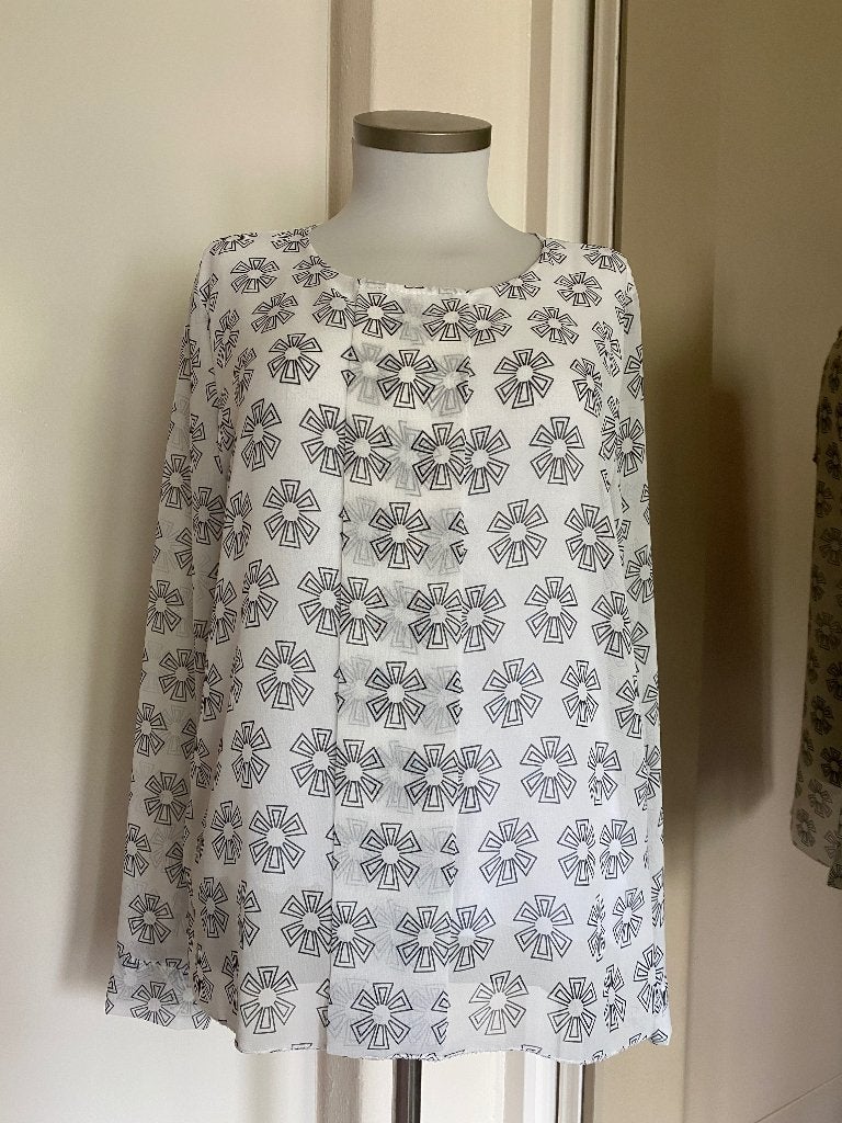 blousetop Perla Nera S/M  wit/zwart, Perla Nera, Wit, Ophalen of Verzenden, Zo goed als nieuw