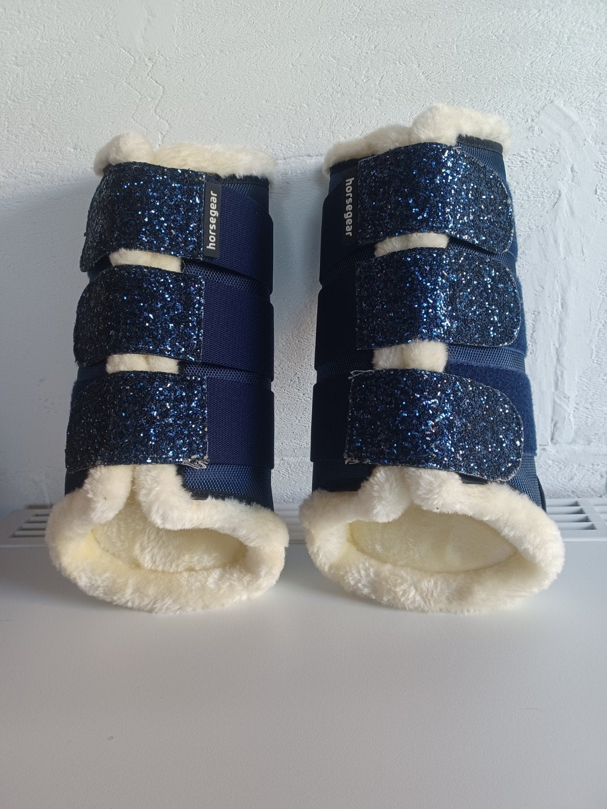 Beenbeschermers blauw glitter XLarge, Dieren en Toebehoren, Ophalen of Verzenden, Zo goed als nieuw