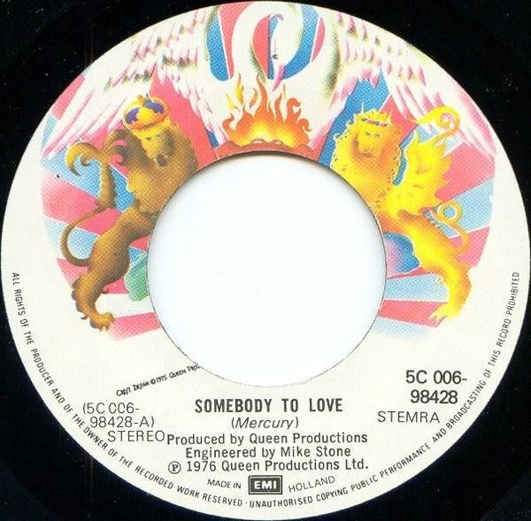 Single - QUEEN - Somebody to love, Cd's en Dvd's, Vinyl Singles, Beschermende buitenhoes, Ophalen of Verzenden, Gebruikt, Pop