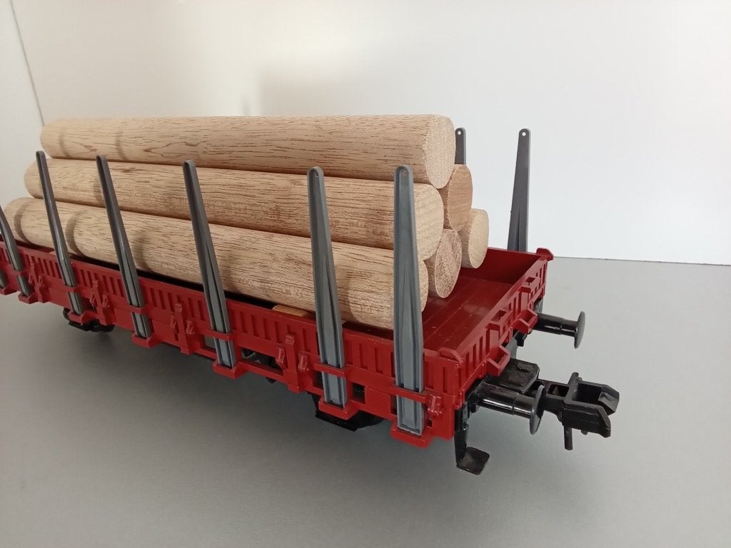 Märklin spoor 1 Rongenwagen met lading rondhout., Verzenden, Gelijkstroom of Wisselstroom, Wagon, Zo goed als nieuw