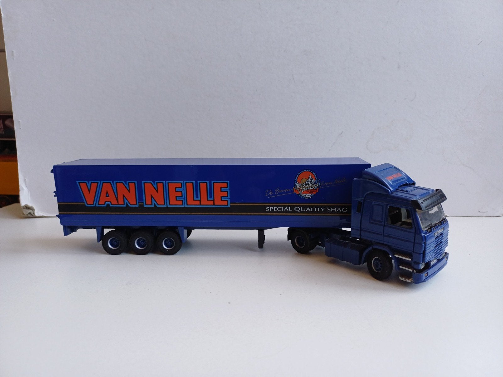 Tekno Scania 143 Van Nelle shag 1:50, Ophalen of Verzenden, Zo goed als nieuw, Bus of Vrachtwagen, Tekno