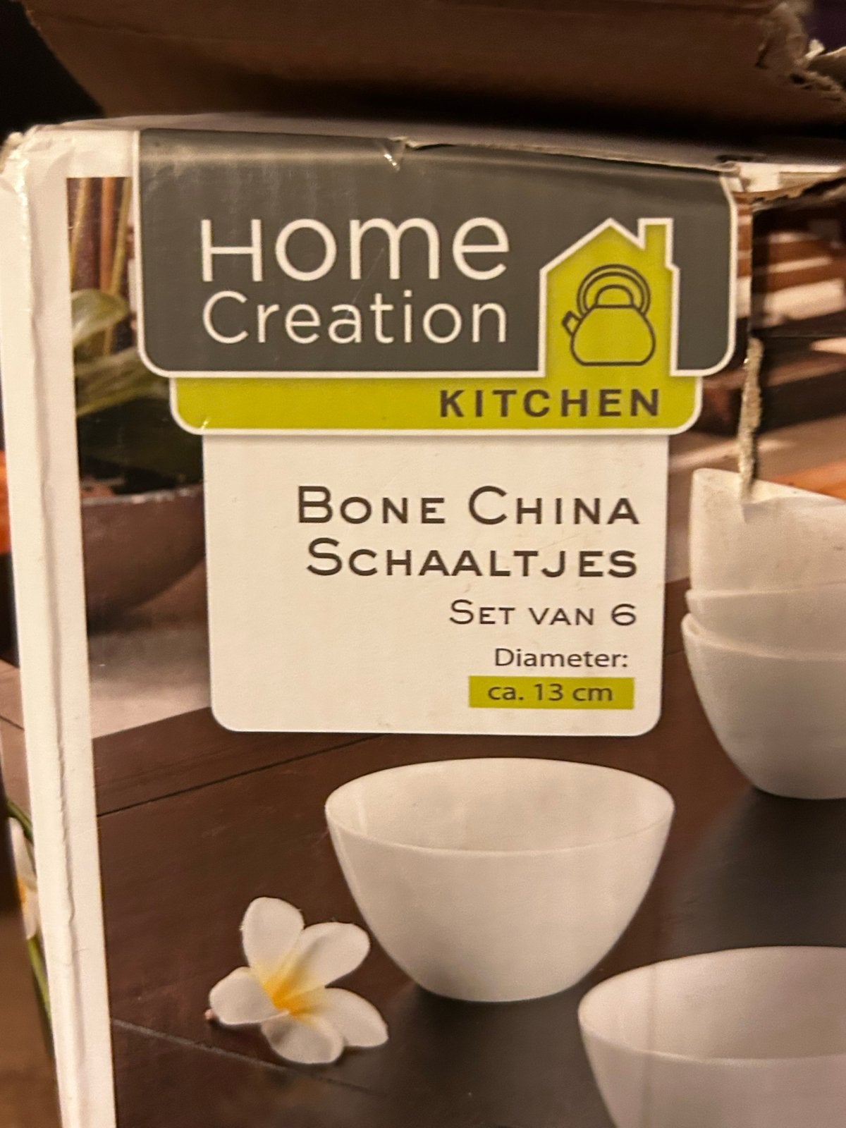6 stuks Home Creation Bone China Schaaltjes - Set van 6, Huis en Inrichting, Overige merken, Nieuw, Ophalen of Verzenden, Schaal of Schalen