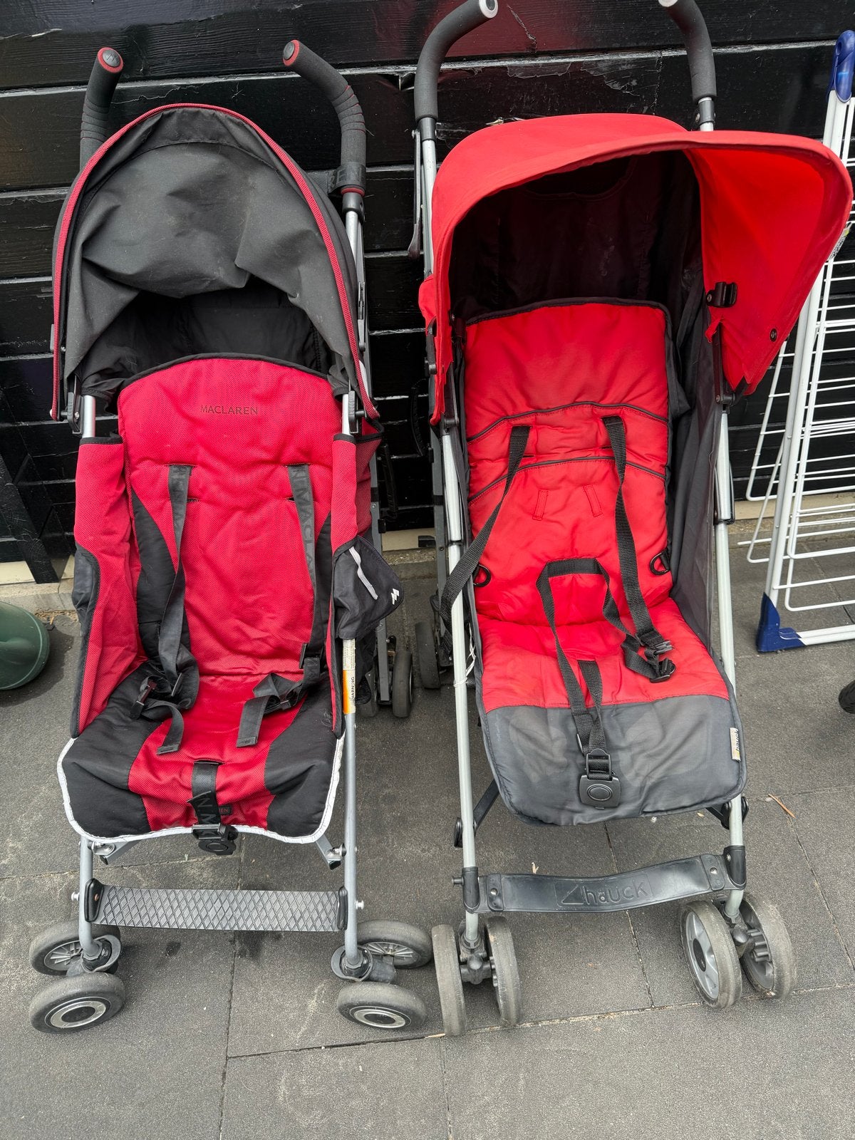 Maclaren en Hauck buggy's - Rood/Zwart - Gebruikt, Ophalen, Gebruikt, Maclaren, Verstelbare rugleuning