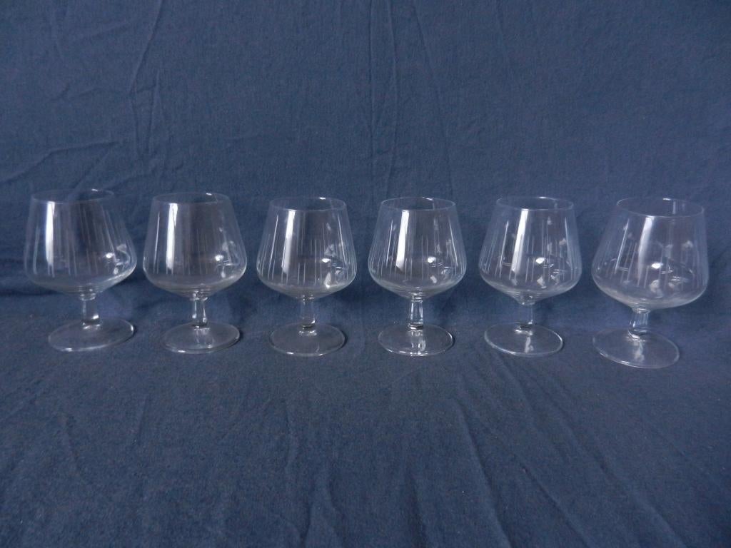 6 glazen Copier Leerdam servies Atlanta cognac glas 9,9 cm 3, Ophalen of Verzenden