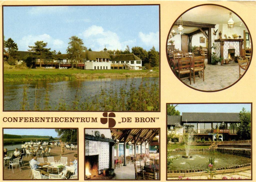 Conferentiecentrum de Bron, Oudleusen - 5 afb - 1985 gelopen, Verzamelen, Ansichtkaarten | Nederland, Ophalen of Verzenden, Voor 1920