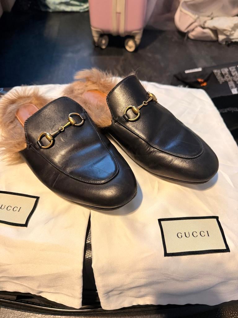 Gucci Princetown Slides Maat 37 met doos en stofzakken, Ophalen of Verzenden, Gedragen, Instappers, Zwart