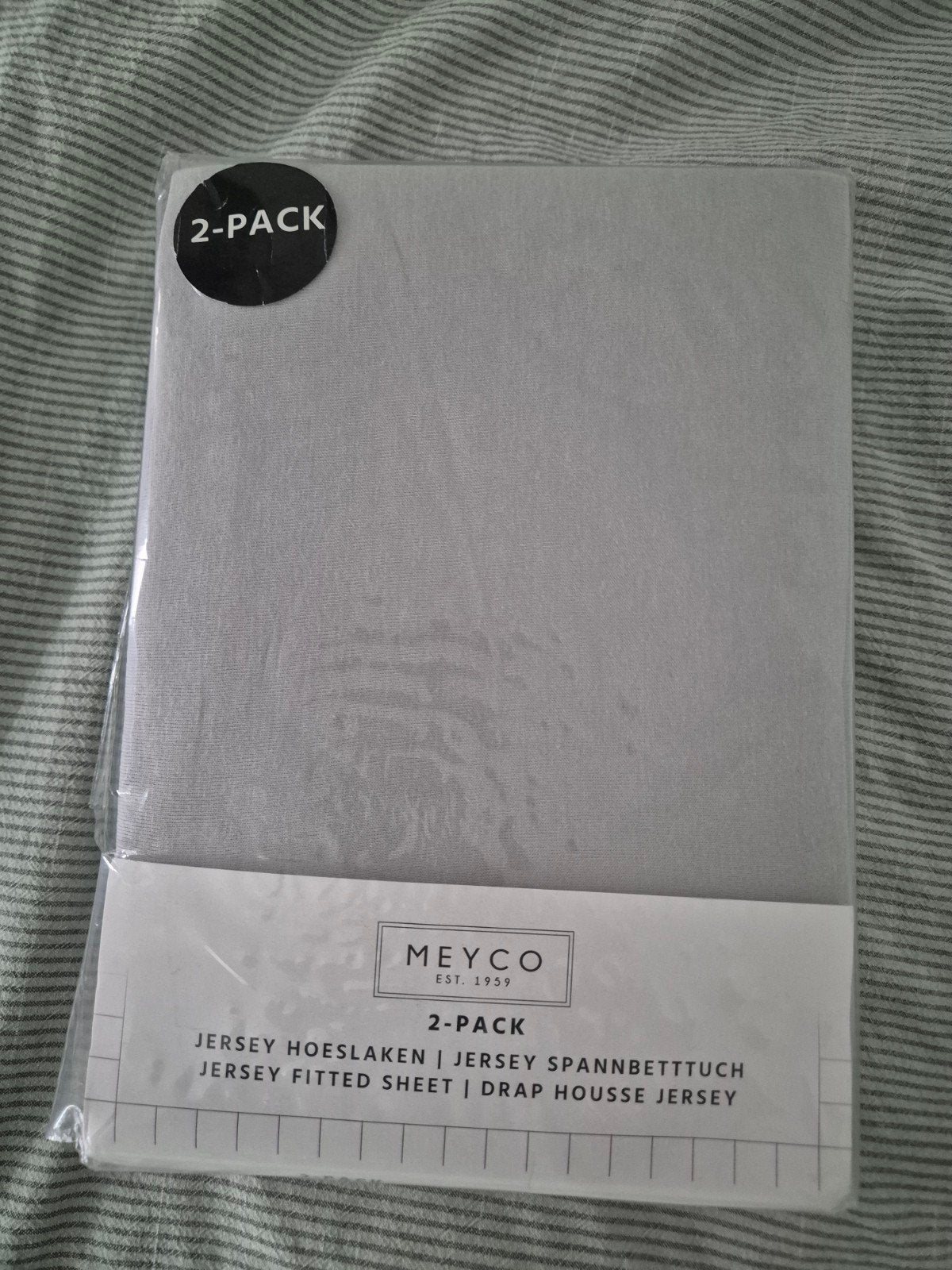 Meyco Jersey Hoeslakens 2-pack Grijs 60x120 cm, Jongetje of Meisje, Meyco, Nieuw, Ophalen of Verzenden