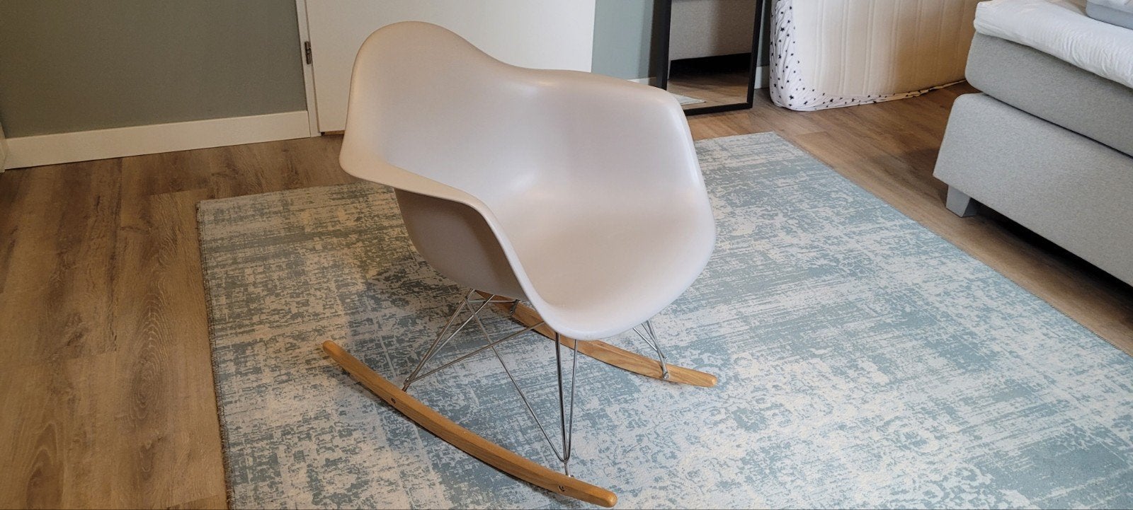 Design Schommelstoel Eames Stijl - Wit, Ophalen, Gebruikt, Hout, Wit