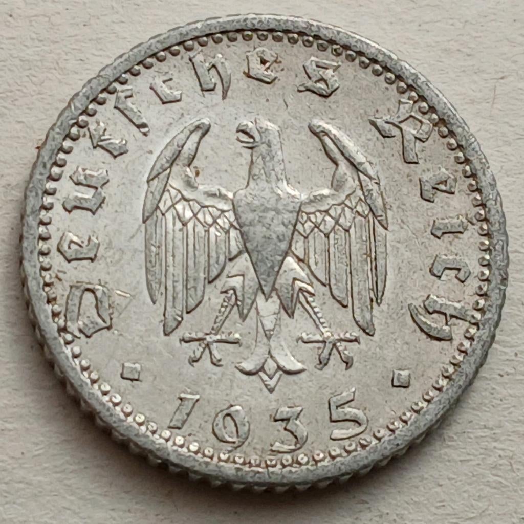 50 Reichspfennig 1935F Nazi Duitsland Oude Munt Derde Rijk, Postzegels en Munten, Munten | Europa | Niet-Euromunten, Ophalen of Verzenden
