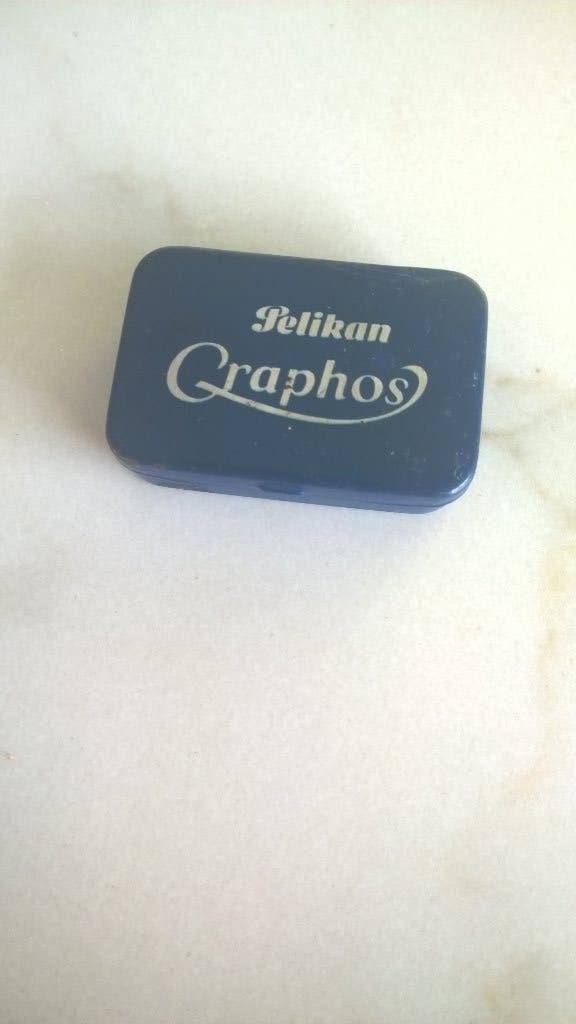 Vintage : Pelican Graphos  metalen doosje, Ophalen of Verzenden, Gebruikt, Gebruiksvoorwerp