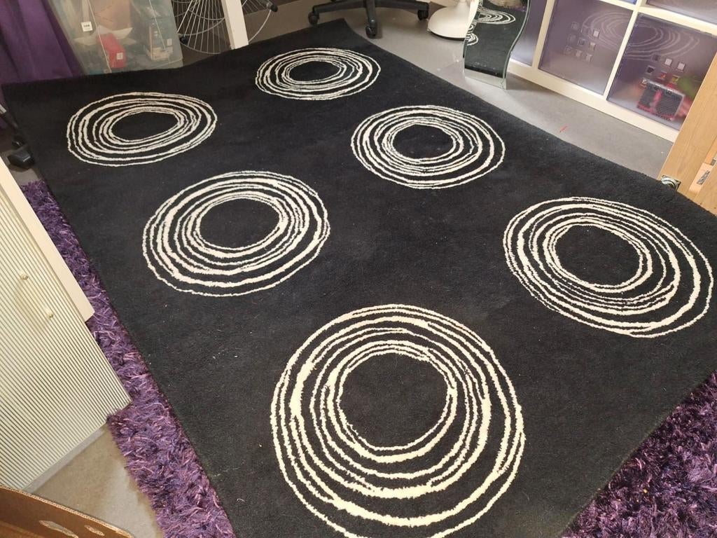 Tapijtje, Ophalen, Zwart, Rond, 50 tot 100 cm