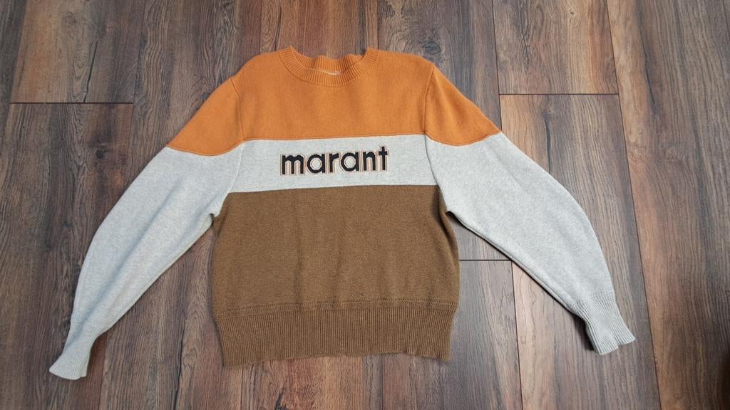Isabel Marant trui crème, oranje, kakigroen., Beige, Ophalen of Verzenden, Gedragen, Maat 38/40 (M)