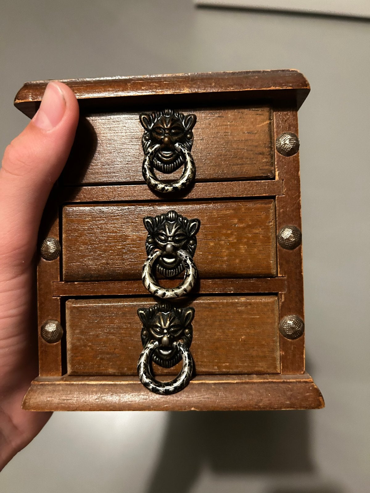 Vintage Houten Sleutelkastje met 3 Lades, Ophalen
