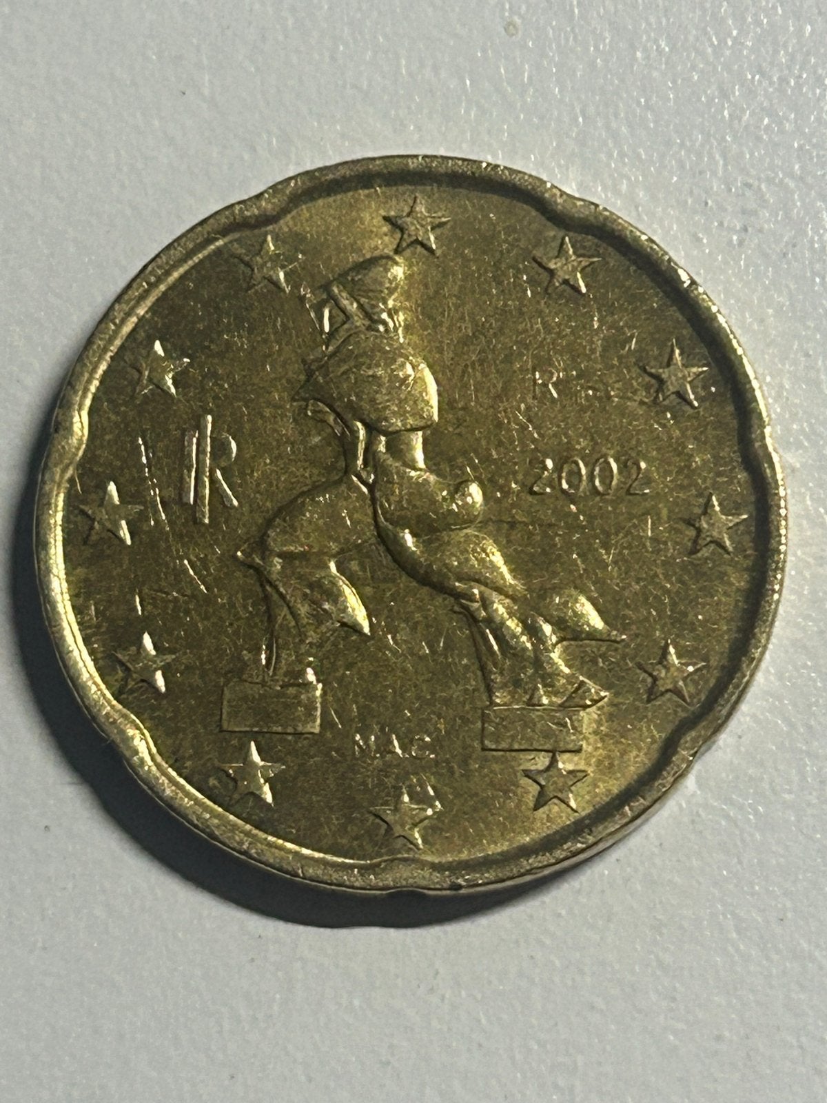 Zeldzame 20 cent Italië 2002 met drukfout, Postzegels en Munten, Ophalen of Verzenden, Italië, 20 cent, Losse munt