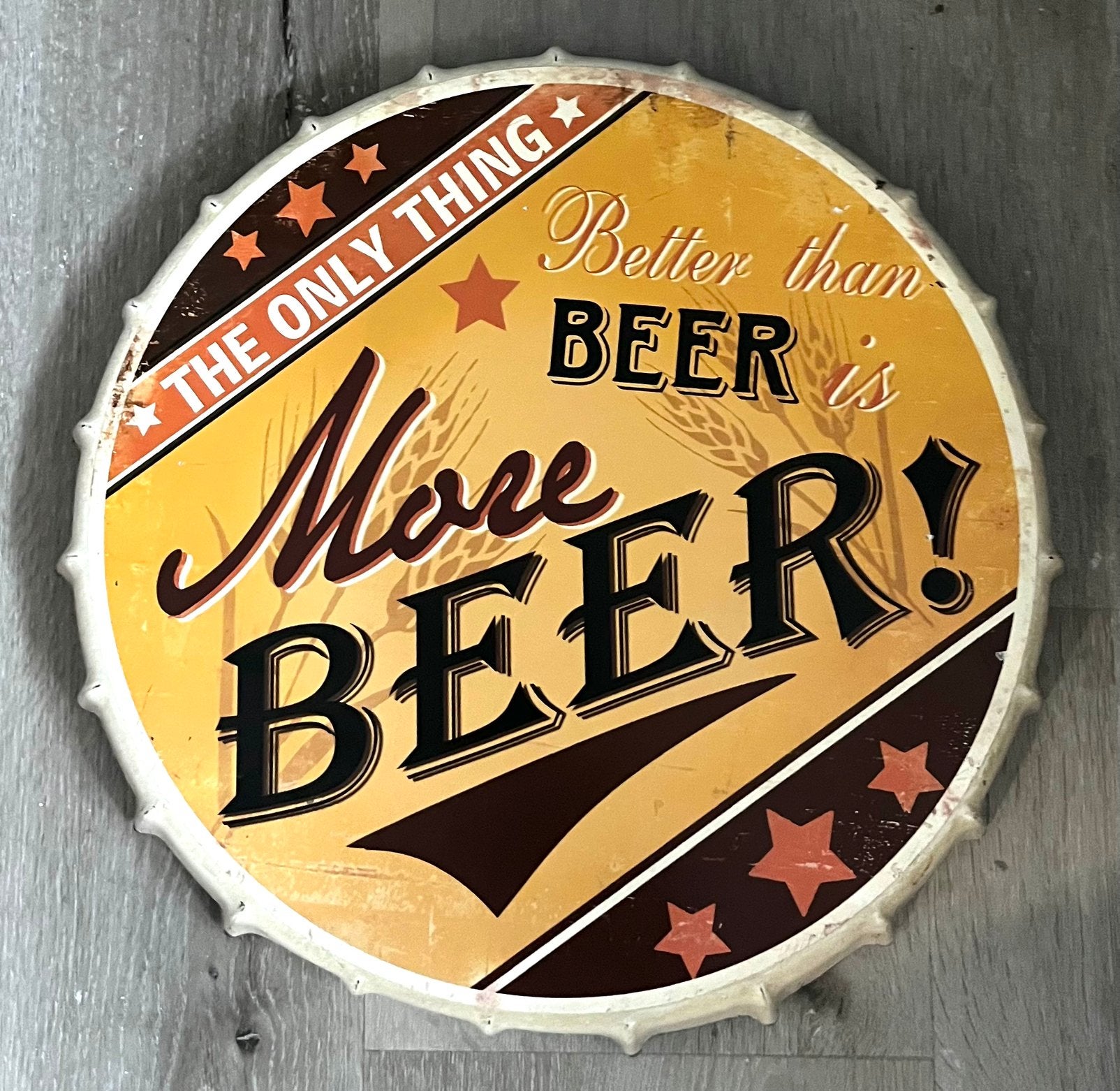 Bierdop Wanddecoratie - More Beer!, Ophalen of Verzenden, Gebruikt, Reclamebord