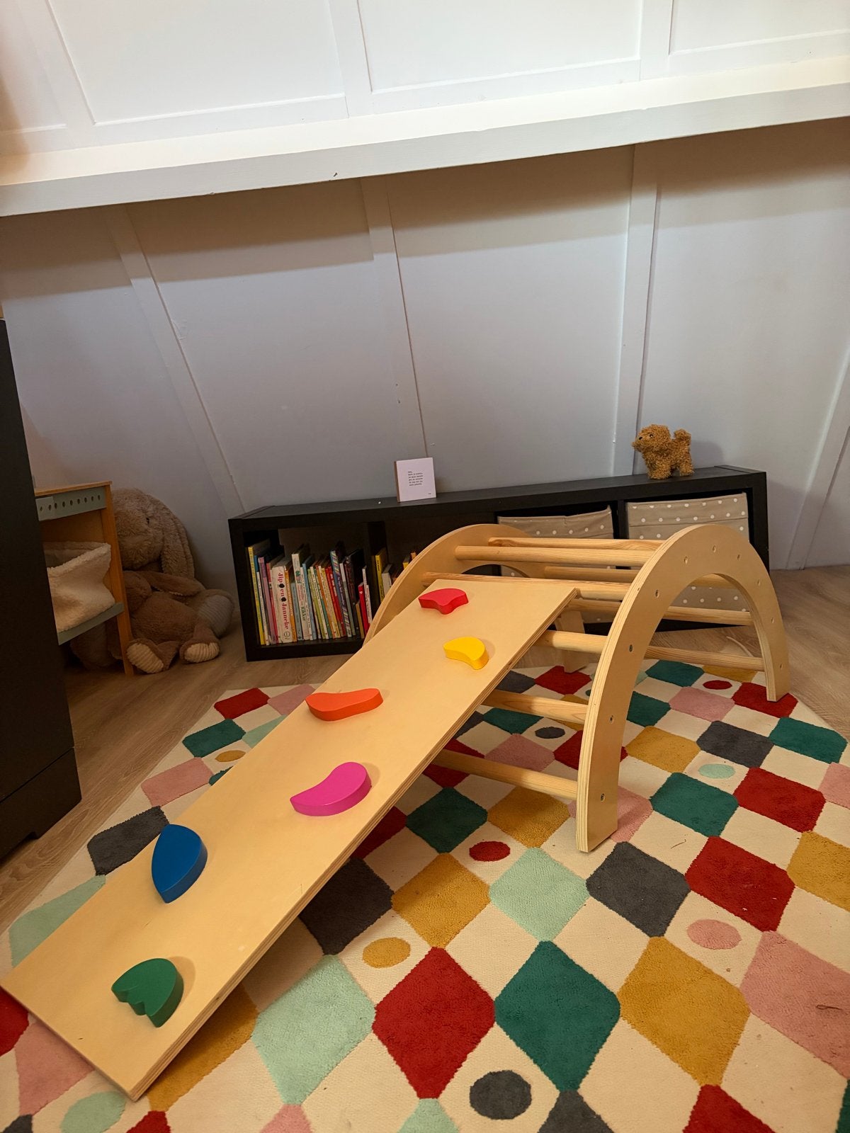 Houten Klimrek met Glijbaan en Klimwand voor Kinderen, Ophalen, Zo goed als nieuw, Glijbaan