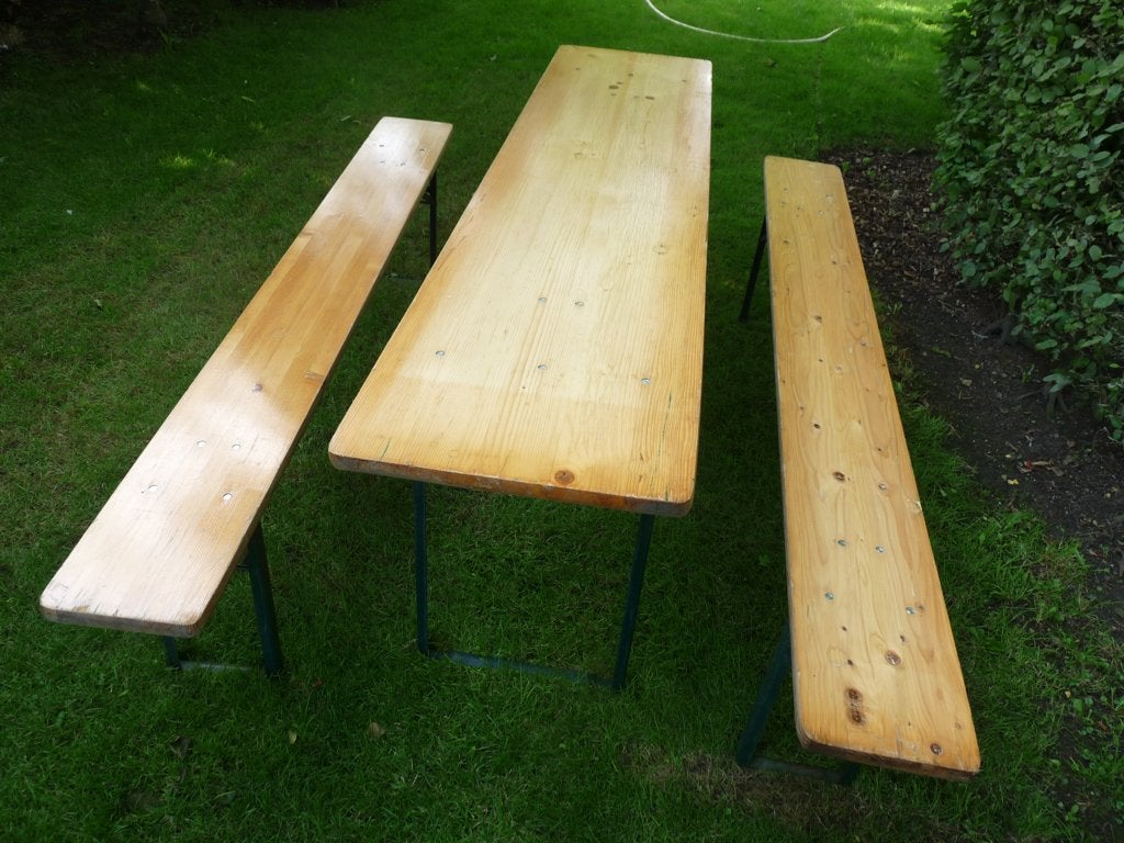 bierbank biertafel picknick sets 5 sets keurige staat, Ophalen, Zo goed als nieuw, Inklapbaar, Rechthoekig