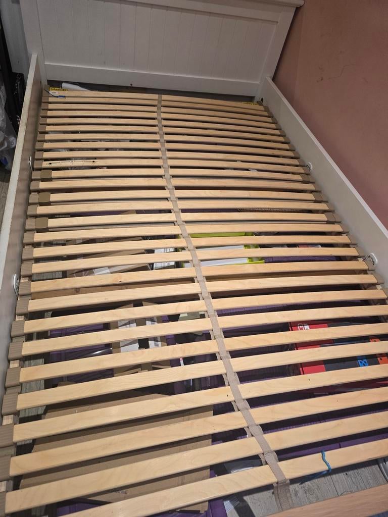 Bed 120x200 met goed  matras, Ophalen, Landelijk / visdalen, Gebruikt, Wit