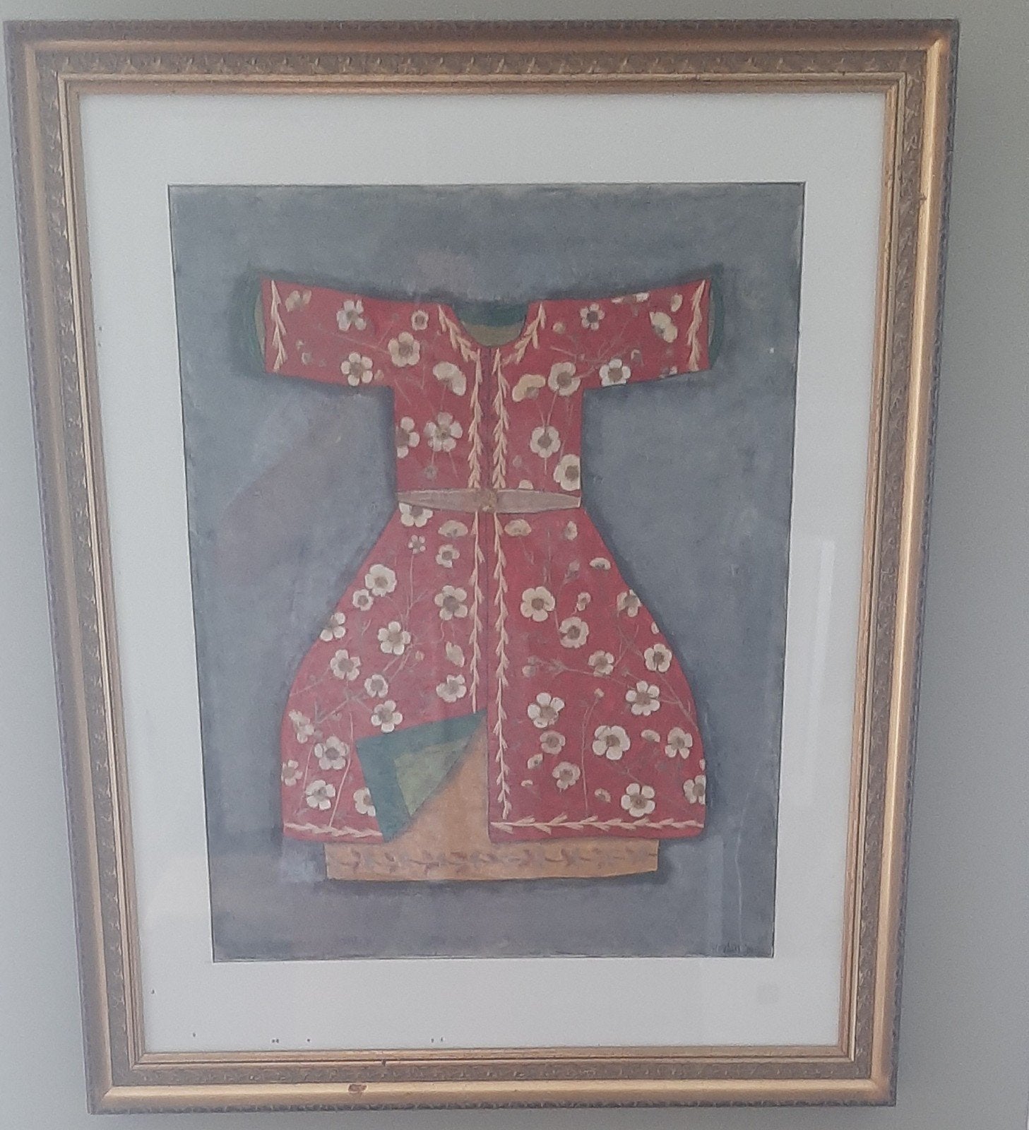 Turkse folklore bloemsierkunst in lijst, Ophalen, Wanddecoratie, Natuurlijk materiaal, Ingelijst