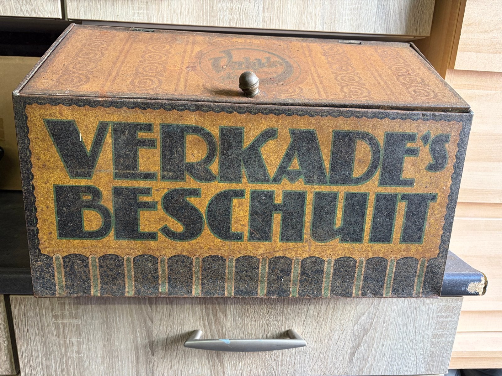 Vintage Verkade's Beschuit Blikken Trommel, Ophalen of Verzenden