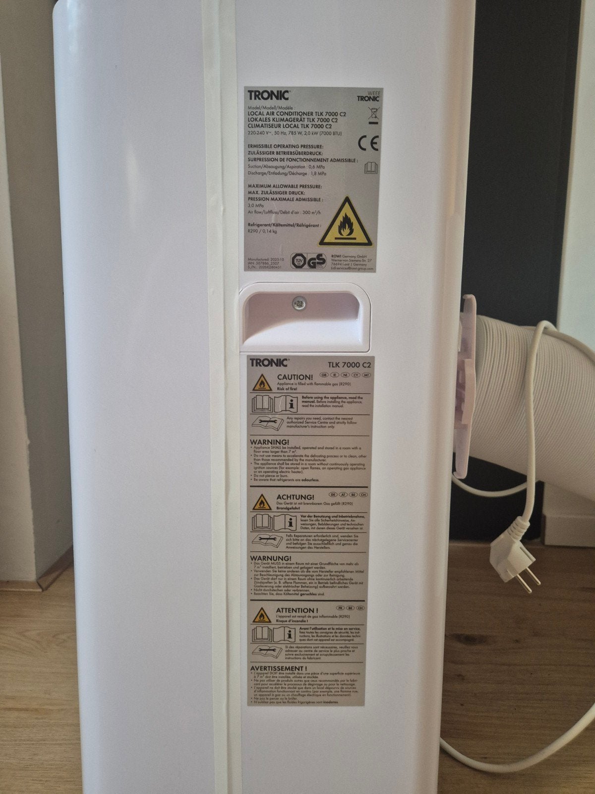 Tronic Mobiele Airco TLK 7000 C2 - Koelen en Ventileren, Witgoed en Apparatuur, Airco's, Ophalen, Minder dan 60 m³, Tronic, Werner vos Siemens str 27
