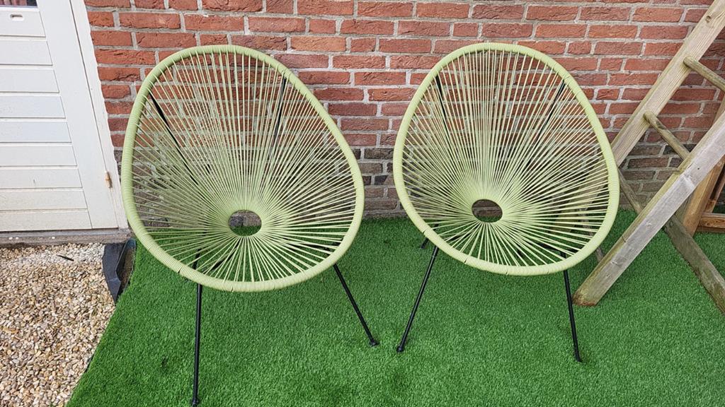 2 tuinstoeltjes te koop, Huis en Inrichting, Stoelen, Ophalen of Verzenden, Zo goed als nieuw, Overige kleuren, Twee