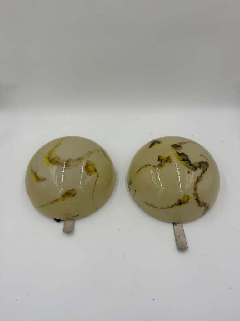 Set van 2 Murano Wandlampen Italiaans Glas Vintage Marmorino, Ophalen of Verzenden