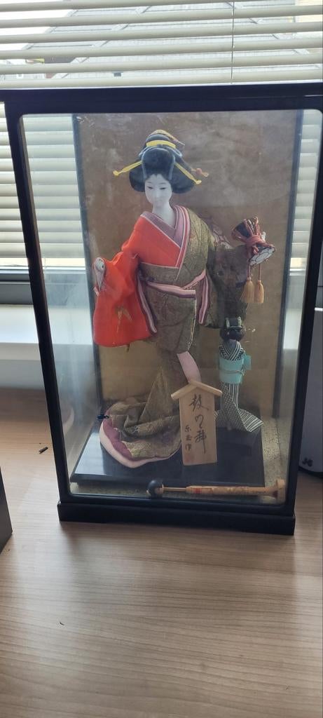 Japanse pop in glazen vitrinekast, Ophalen