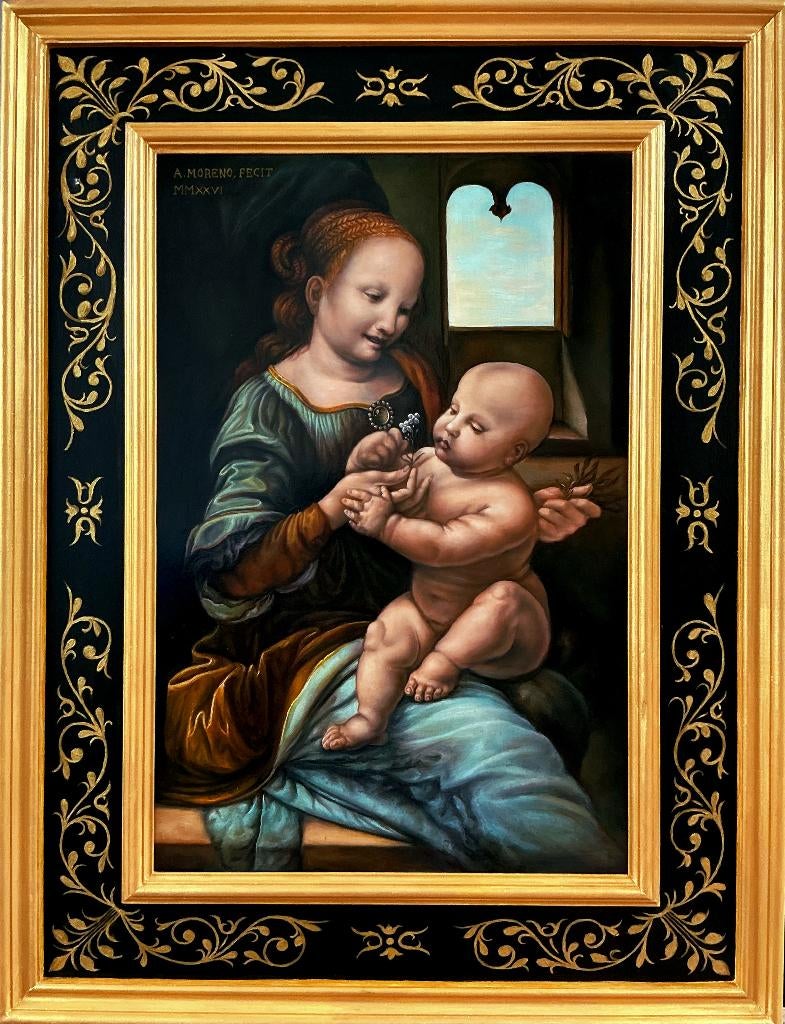 Benois Madonna ( replica ) naar Leonardo da Vinci, Antiek en Kunst, Kunst | Schilderijen | Klassiek, Ophalen of Verzenden