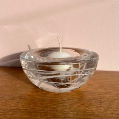 Zweedse Kosta Boda KANDELAAR Atoll wit Swirl Scandinavisch, -, Kosta Boda, Wit, -