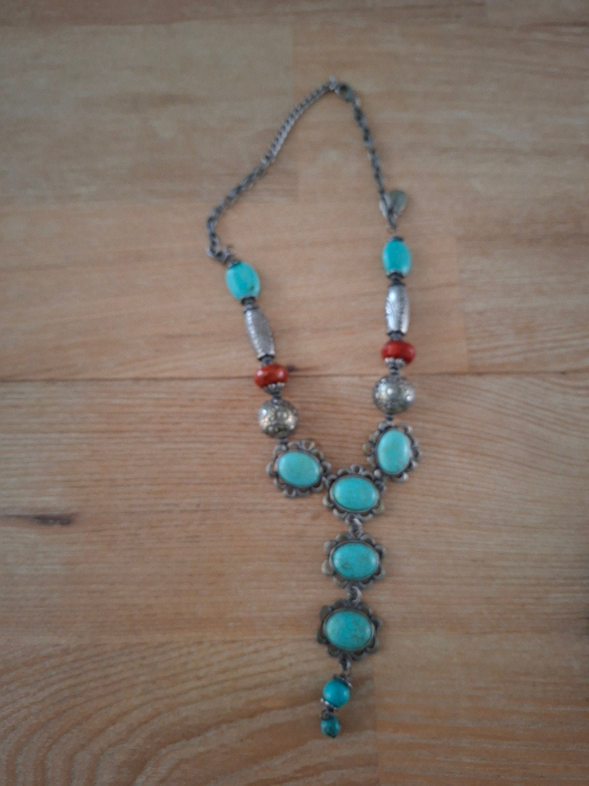 Mooie turquoise ketting, leuk Sinterklaas/Kerstcadeau, Overige materialen, Gebruikt, Blauw, Ophalen of Verzenden