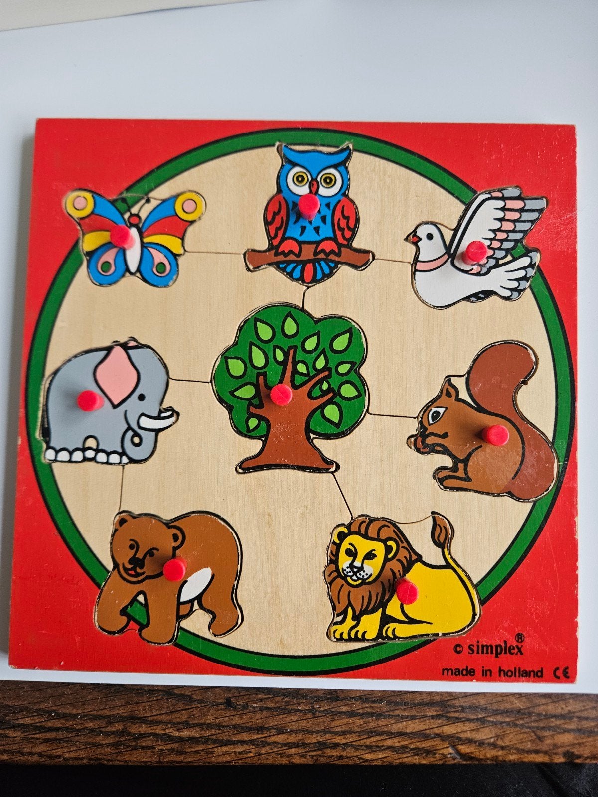 simplex nopjes puzzel, Kinderen en Baby's, Gebruikt, Van hout, 6 maanden tot 2 jaar, Meer dan 50 stukjes