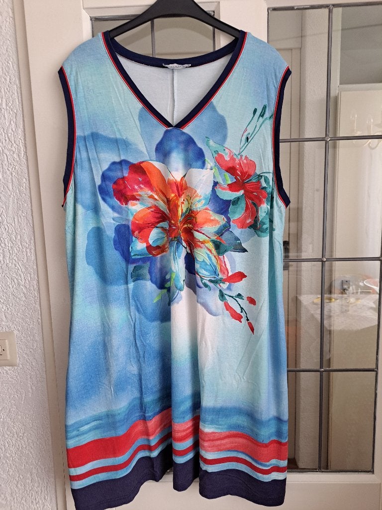 VROLIJKE kleuren viscose Chalou top maat 52, Kleding | Dames, Grote Maten, Blauw, Chalou, Zo goed als nieuw, Shirt of Top