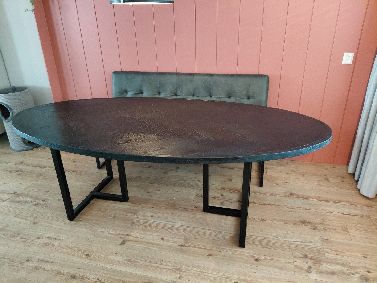Ovale Pronto Wonen Eettafel Vinito Zwart 230x110 cm, 100 tot 150 cm, Modern, Industrieel, 200 cm of meer, Zo goed als nieuw
