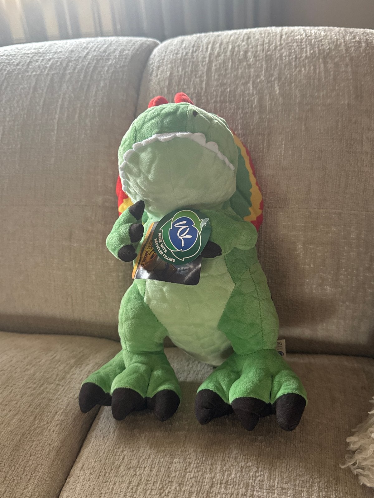 Jurassic World Dilophosaurus Knuffel - Nieuw met label, Groen, Overige merken, Nieuw, Ophalen of Verzenden